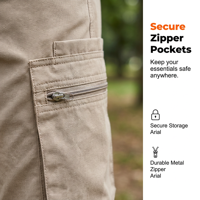 Men's Stylish Workwear Zip-Up Shorts - Dark Green | SAVINTARI