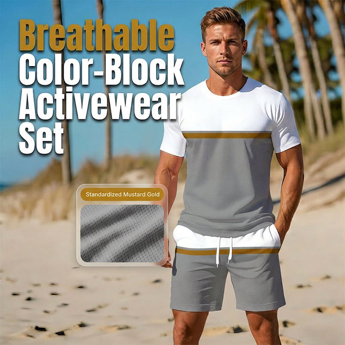 Men's Summer Color-Block Sportswear Set - S | Men's Seasonal Edit | SAVINTARI