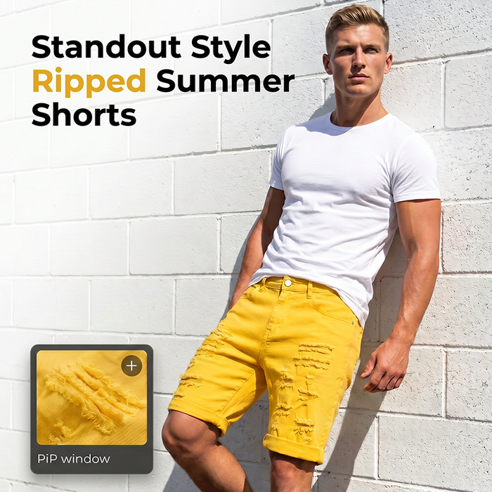 Men's Casual Summer Ripped Shorts - Yellow | Men's Seasonal Edit | SAVINTARI