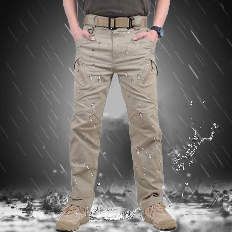 Men's Waterproof Abrasion-Resistant Multi-Pocket Tactical Pants - Khaki | SAVINTARI