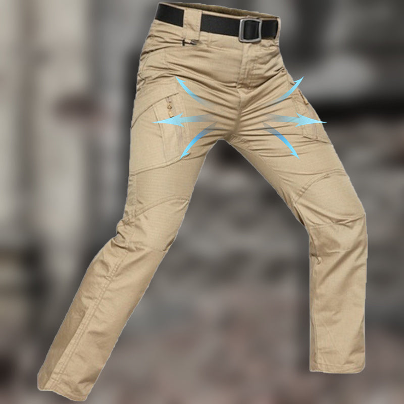 Men's Waterproof Abrasion-Resistant Multi-Pocket Tactical Pants - Khaki | SAVINTARI